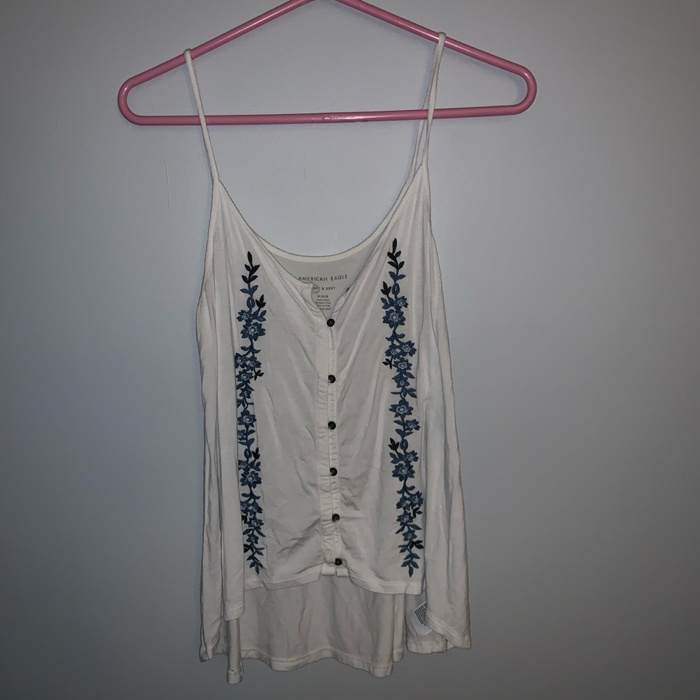 american eagle floral embroidered tank top